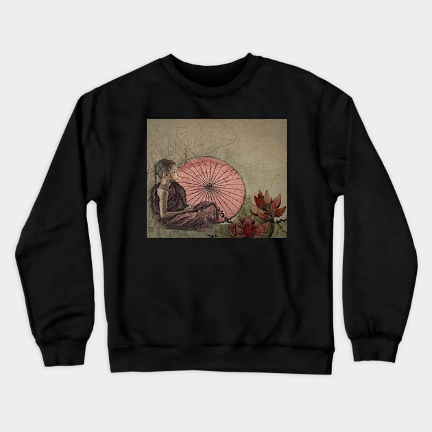 Young Buddhist Monk Crewneck Sweatshirt by TheMonkeyKingArts